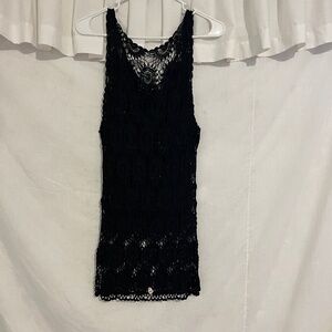 vintage crochet and beaded mini dress